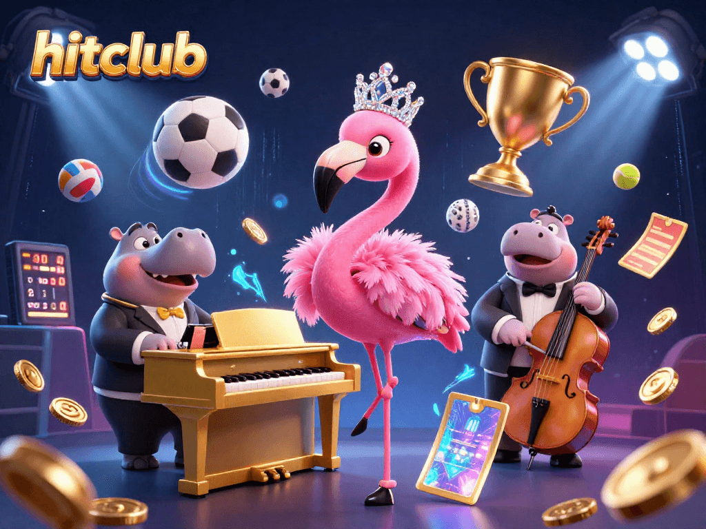 Get ready for hitclub with exciting gambling elements and colorful characters in a vibrant casino scene.