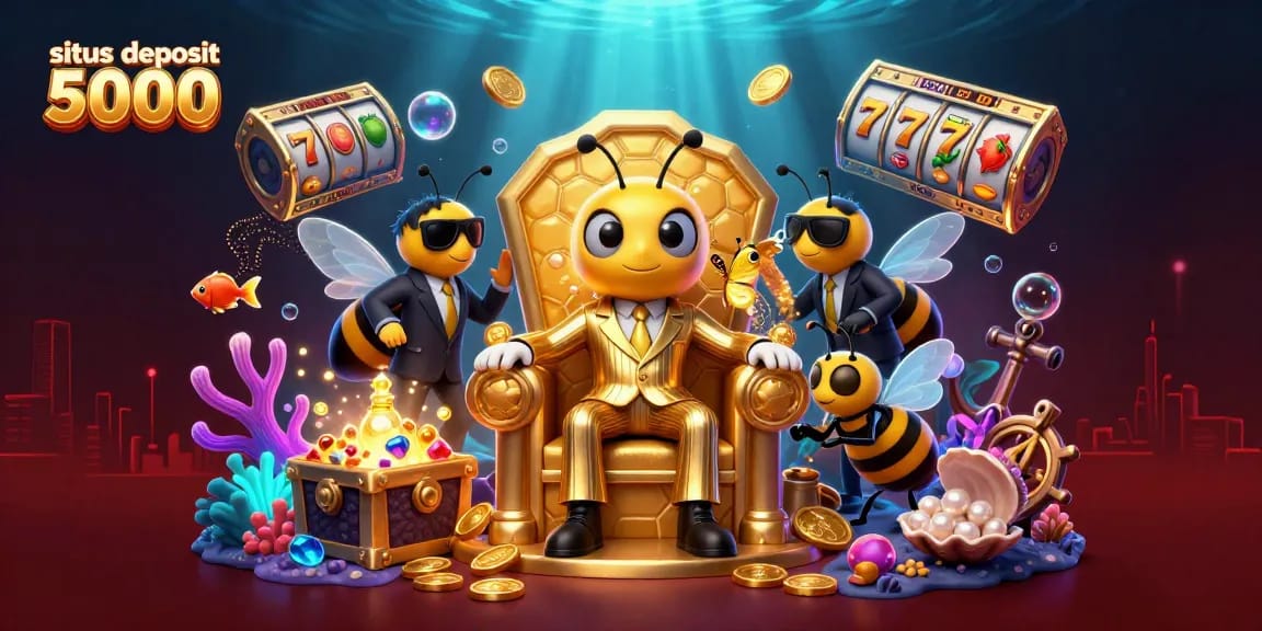 Play thrilling games at situs deposit 5000 with a buzz-worthy 3D casino scene featuring a bumblebee mob boss.
