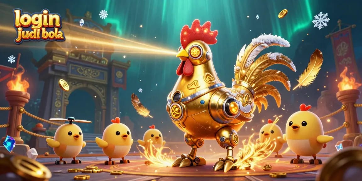 Experience the excitement of login judi bola with a dazzling 3D illustration of a futuristic gaming scene.