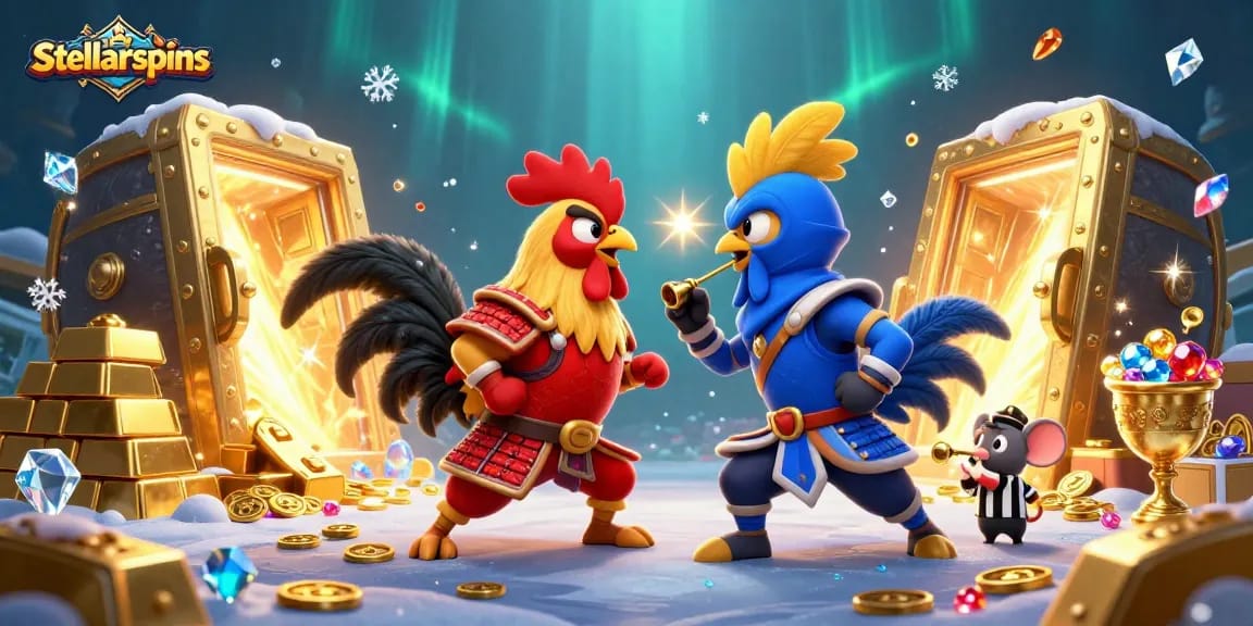 Experience the thrill of stellarspins with dynamic roosters in a rich casino showdown.