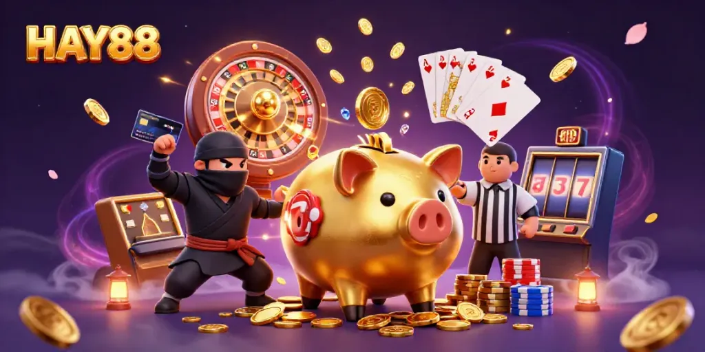 Engage with HAY88's exciting gaming experience featuring dynamic characters and casino elements.