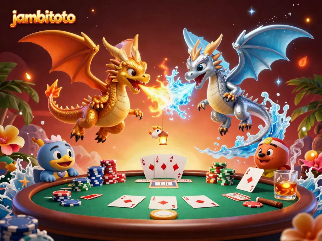Engage in thrilling gameplay with jambitoto, featuring dragons amidst poker elements.