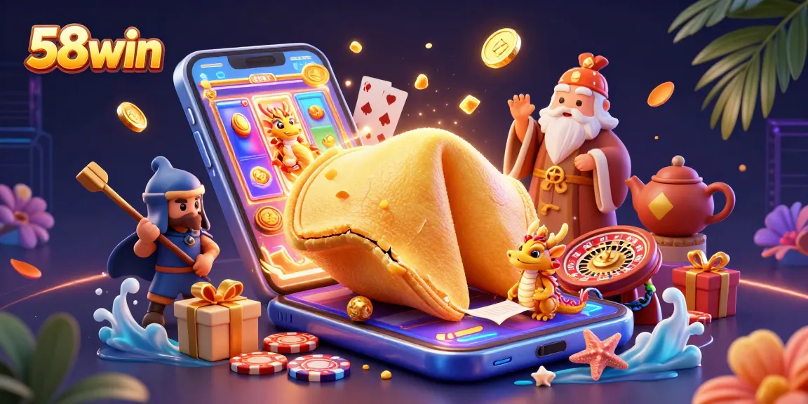 Experience thrilling casino action with 58win showcasing vibrant slots, golden coins, and dynamic gameplay.