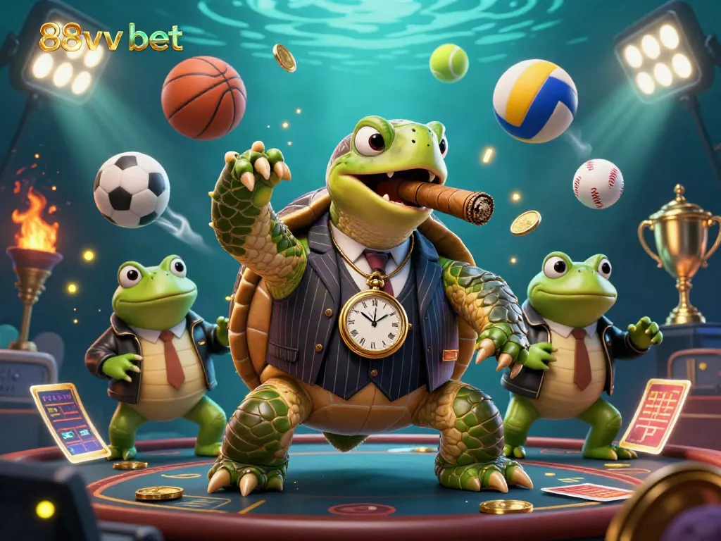 Experience thrilling gameplay with 88vv bet in a vibrant 3D casino scene filled with dynamic characters and sports elements.
