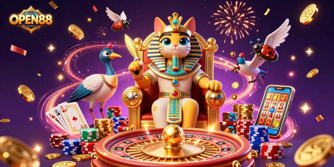 Experience the thrill of OPEN88 with dynamic gaming elements and vibrant casino visuals.