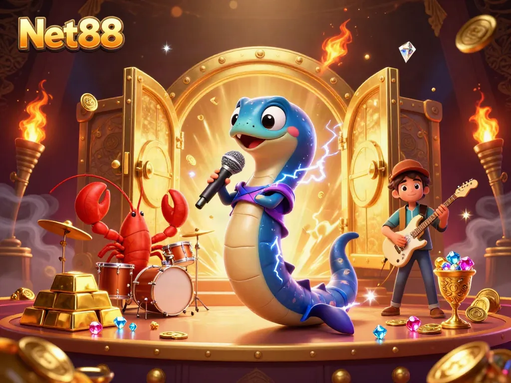 Experience thrilling gameplay with Net88 as a vibrant electric eel DJ energizes the underwater casino.