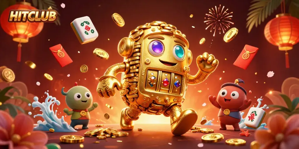 Spin and Win at HITCLUB with ancient golden golem and festive gaming elements!