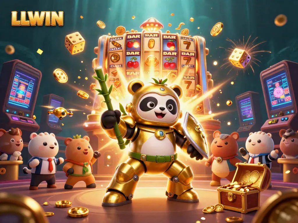 Experience thrilling wins at LLWIN with a vibrant 3D casino scene featuring dynamic jackpot elements.