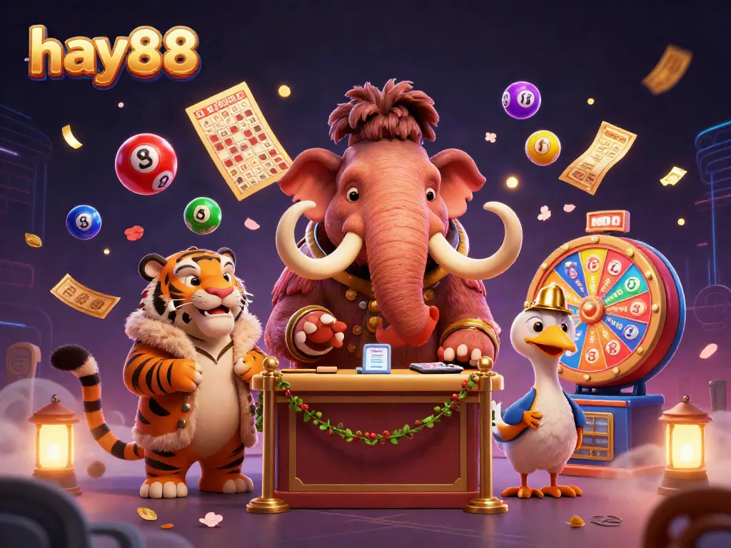 Experience the vibrant excitement of hay88 with colorful elements and unique characters in a casino setting.