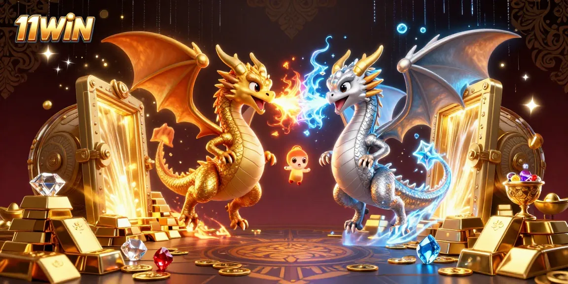 Engage in thrilling adventures with 11WIN as legendary dragons unlock treasures in a magical scene.