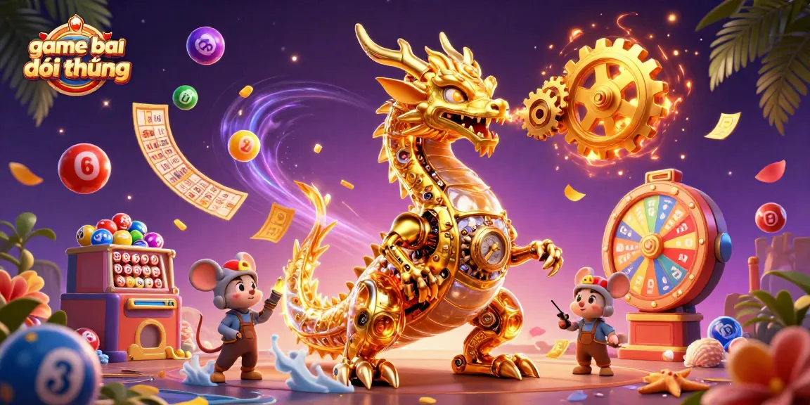 Engage in game bai doi thuong with a golden dragon and vibrant casino elements in this dynamic scene.