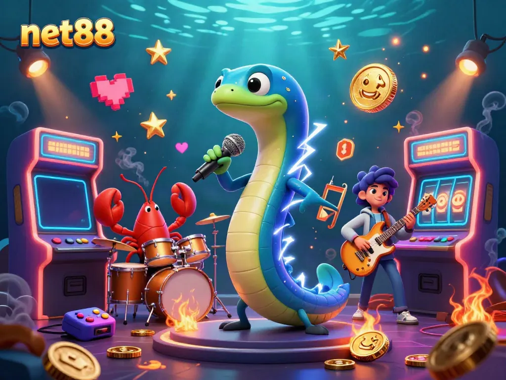 Experience thrilling gameplay at net88 with a vibrant underwater casino scene featuring animated characters and classic gaming elements.
