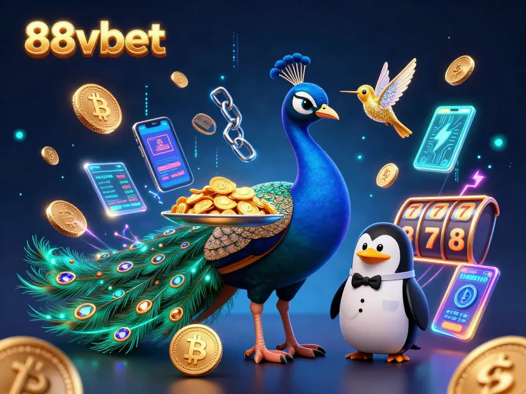 Engage in vibrant gaming action at 88vbet with dazzling characters and crypto symbols.