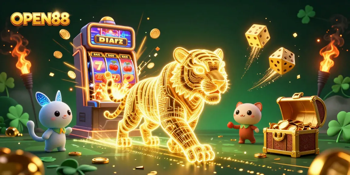 Experience thrilling wins at OPEN88's vibrant digital casino with golden tiger and slot jackpots.