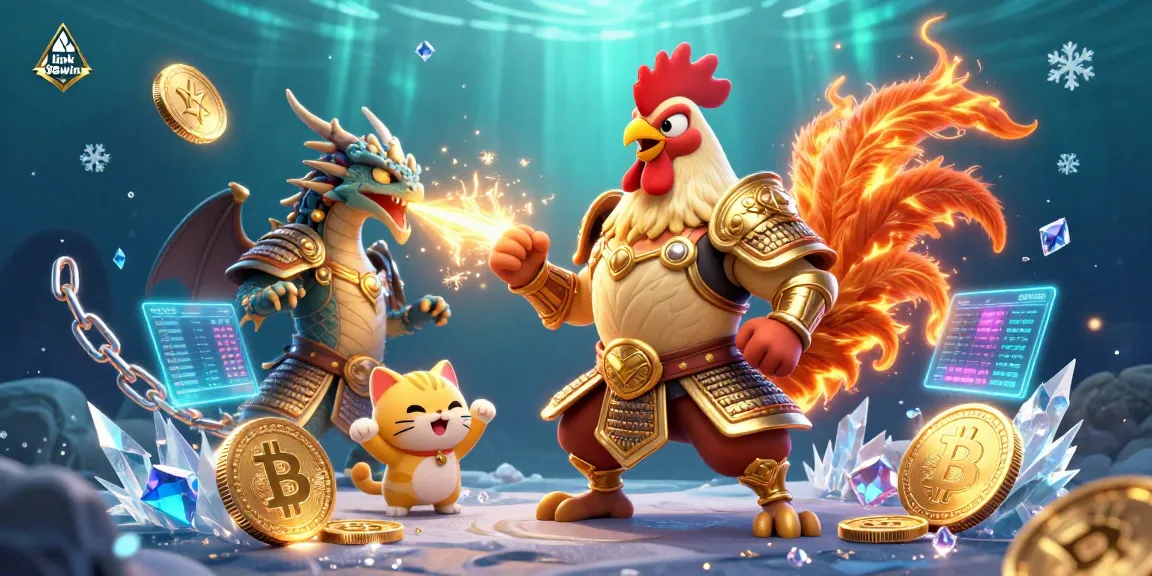 Engage with stunning visuals at link 98win, featuring a powerful rooster warrior and dragon, immersed in a rich casino scene.