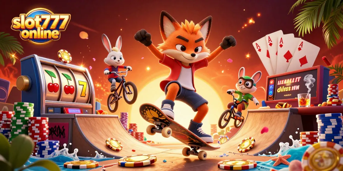 Experience thrilling moments in slot777 online with a vibrant 3D casino scene full of fun elements.