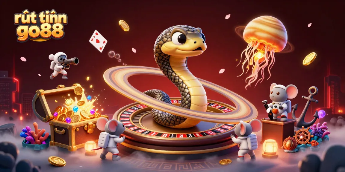 Experience the thrill of rút tiền go88 with vibrant illustration of cosmic casino adventure.
