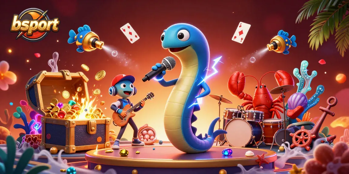 Join the fun at bsport's underwater casino with an electric eel DJ and vibrant animations.