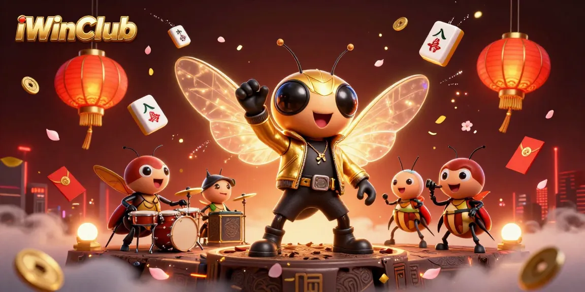Join the fun at iWinClub with exciting casino gameplay featuring unique characters and vibrant decorations.